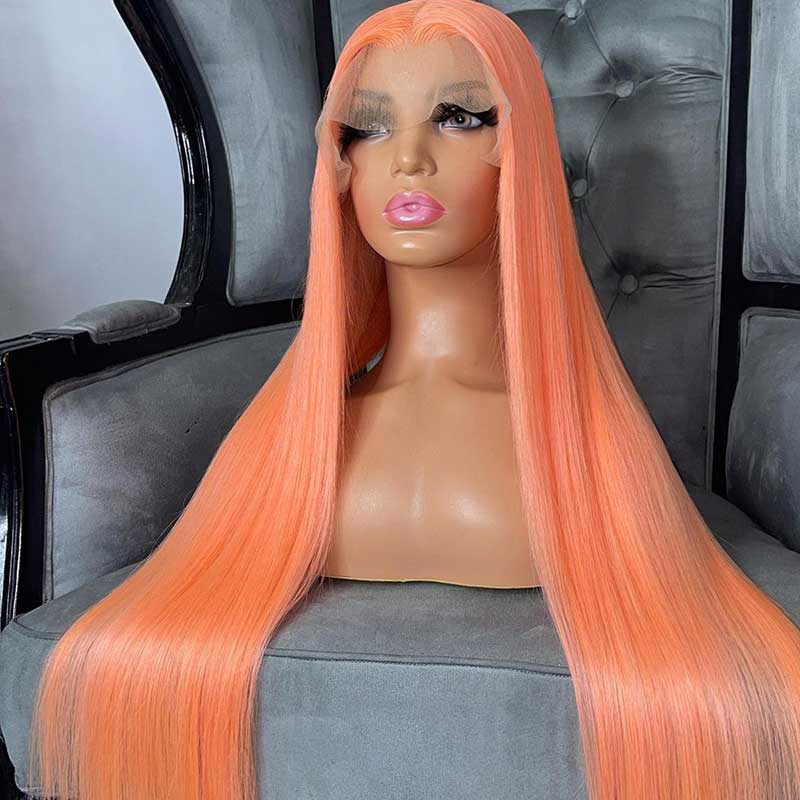 HoomyHair Wavy Peach Bellini 13x6 HD Lace Front Human Hair Wig